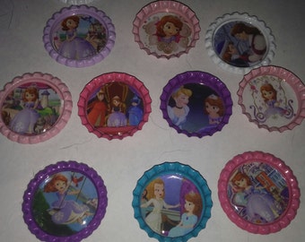 Sophia The First bottle cap magnets Disney junior cupcake toppers refrigerator