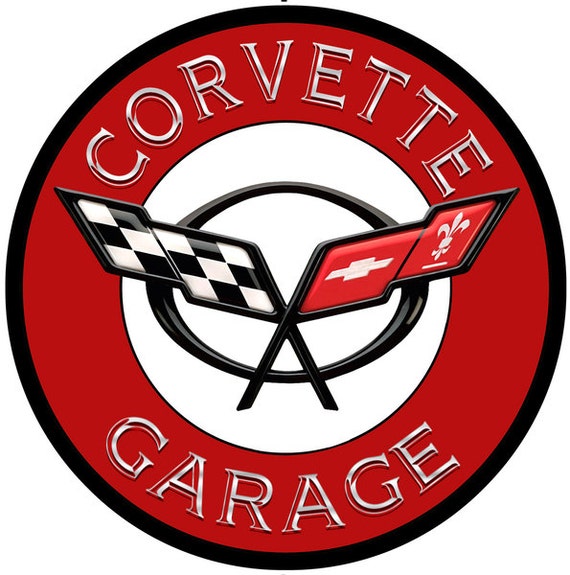 Corvette Garage Red 18 Inch Metal Advertising Sign Powder