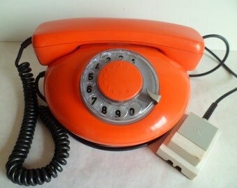 Vintage 1991 Rotary Dial Desk Telephone "TESLA". Made in Czechoslovakia in 1990's.