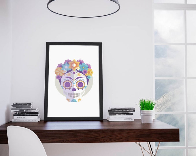 Mexican Sugar Skull Printable Poster / Sugar Skull Poster / Mexican Skull Wall Art / Printable Poster/ Skull Poster Art