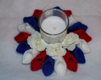 Red, white and blue candle holder