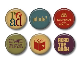 Book Magnets, Reading Magnets, Book Club Gifts, Fridge Magnets, Kitchen Magnets, Button Magnets, Magnet Set