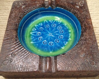 Vintage Mid Century Rosenthal Netter Italy Ash Tray,Rosenthal Netter Ceramic,Rosenthal Netter Italy blue green ashtray