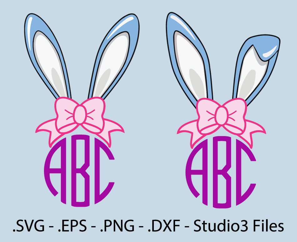 Download Bunny ears monogram designs. Vectors cuttable by VectorsDesign