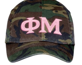 Phi Mu Lettered Camouflage Hat