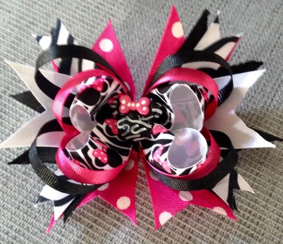 Minnie Mouse Stacked Boutique Hair Bow. by BippityBoutique on Etsy