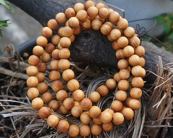 8mm Natural Aromatic Sandalwood Thuja Sutchuenensis Beads 108 Mala Beads Buddhism Prayer Loose Mala Beads