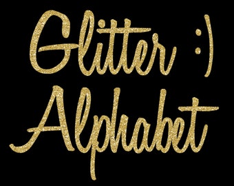 Gold Fancy Glitter Alphabet Glitter Numbers Glitter Clip