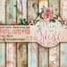 Romantic Roses Digital Paper Pack Aged Wood Textures Printable