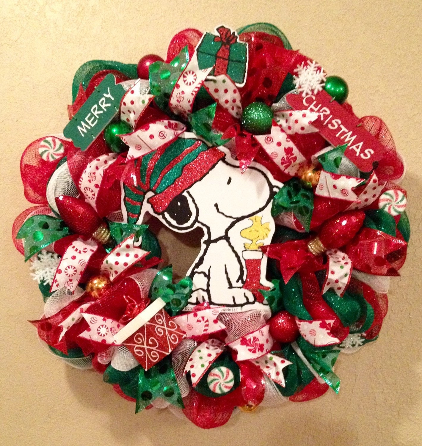 Snoopy Christmas wreath snoopy wreath snoopy decorations