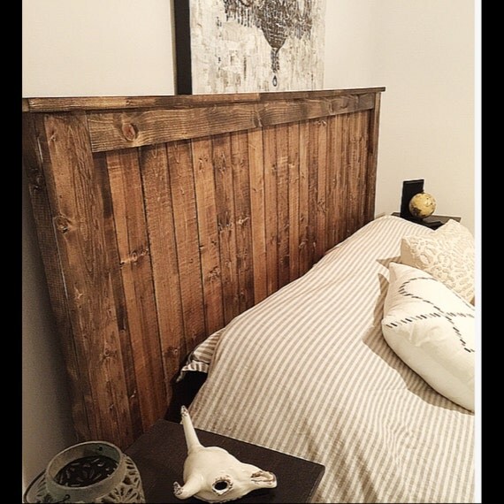 Plank Wood Headboard. Barnwood. Bedroom Furniture. Rustic Home