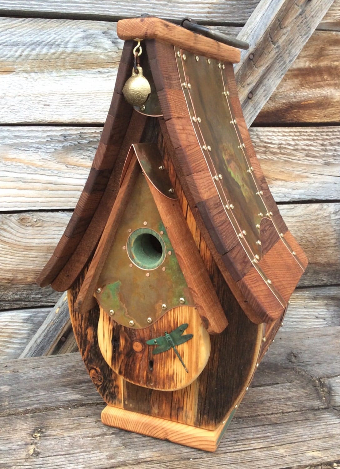 Unique Birdhouse Barnwood Teardrop Recycled Handmade Wedding