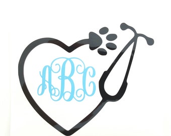 Vet Tech Decal | Vet Tech Gift | Vet Tech Stethoscope w/ Monogram