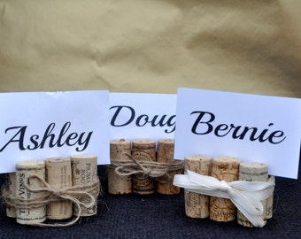 wine cork place card holders, place card holders, vineyard wedding place card decor, winery place card holders, Wedding Table decor, cards
