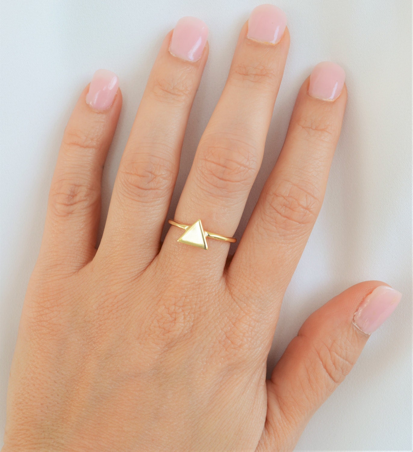 Triangle ring. Sterling silver simple triangle ring. Stacking