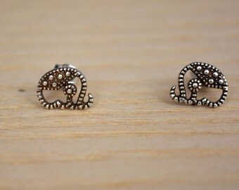 Little Elephant Oxidised Sterling Silver Stud Earrings m63