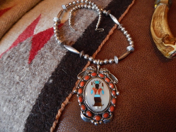 Old pawn jewelry Navajo pow wow necklace Native American