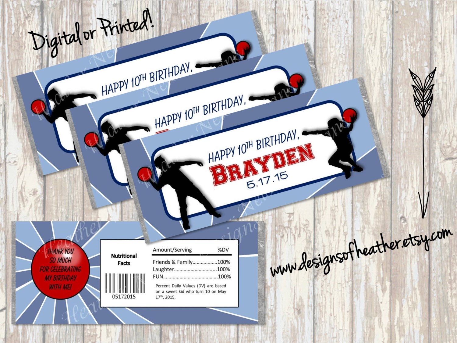 Dodgeball Birthday Party Candy Bar Wrapper