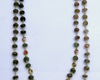 Tourmaline and gold plated sterling silver necklace