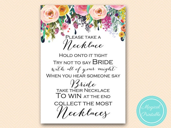 Don t Say Bride Game Don t Say A Word Floral Bridal