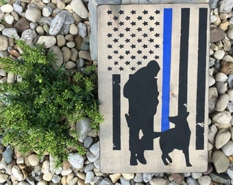 Thin Blue Line Sign ~ Rustic ~K9 Sign ~ Police Sign ~ Law Enforcement ~ Police Officer Sign ~ German Shepherd ~ Gift ~ Wooden Sign ~ K9 Unit