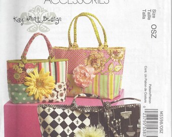 McCall's 5598 Fashion Accessories Pattern for Tote Bags, Kay Whitt Design, Uncut
