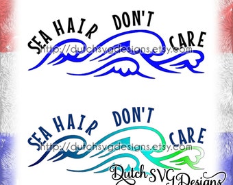 Text cutting file "Sea hair don't care", in Jpg Png Studio3 SVG EPS DXF, for Cricut & Silhouette studio, cap hat t-shirt wave waves ocean
