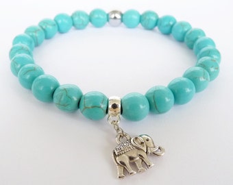 Turquoise Bracelet for women Gift sister Elephant Bracelet for mom Bracelet for her, Turquoise Jewelry Turquoise Elephant Jewelry, Mint