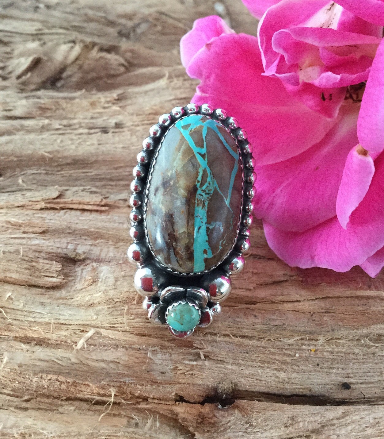 Royston Ribbon Turquoise Ring/ Natural turquoise/ Artisan