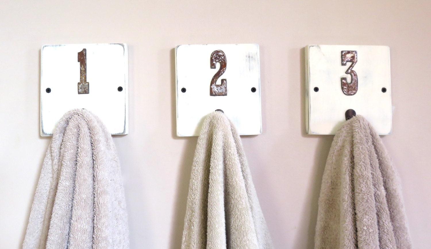 Rustic Bathroom Hooks 1 2 3 Towel Holders Shabby by MasonMaiden