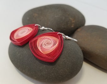 Red vortex earrings/ Red quilling earrings/ Red paper earrings/ Quilling jewelry/ Paper Jewelry/ Best gift for her/ Light weight earrings
