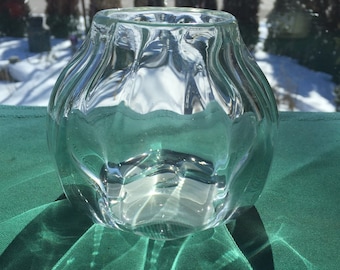 Creased clear glass votive holder (AW V322)