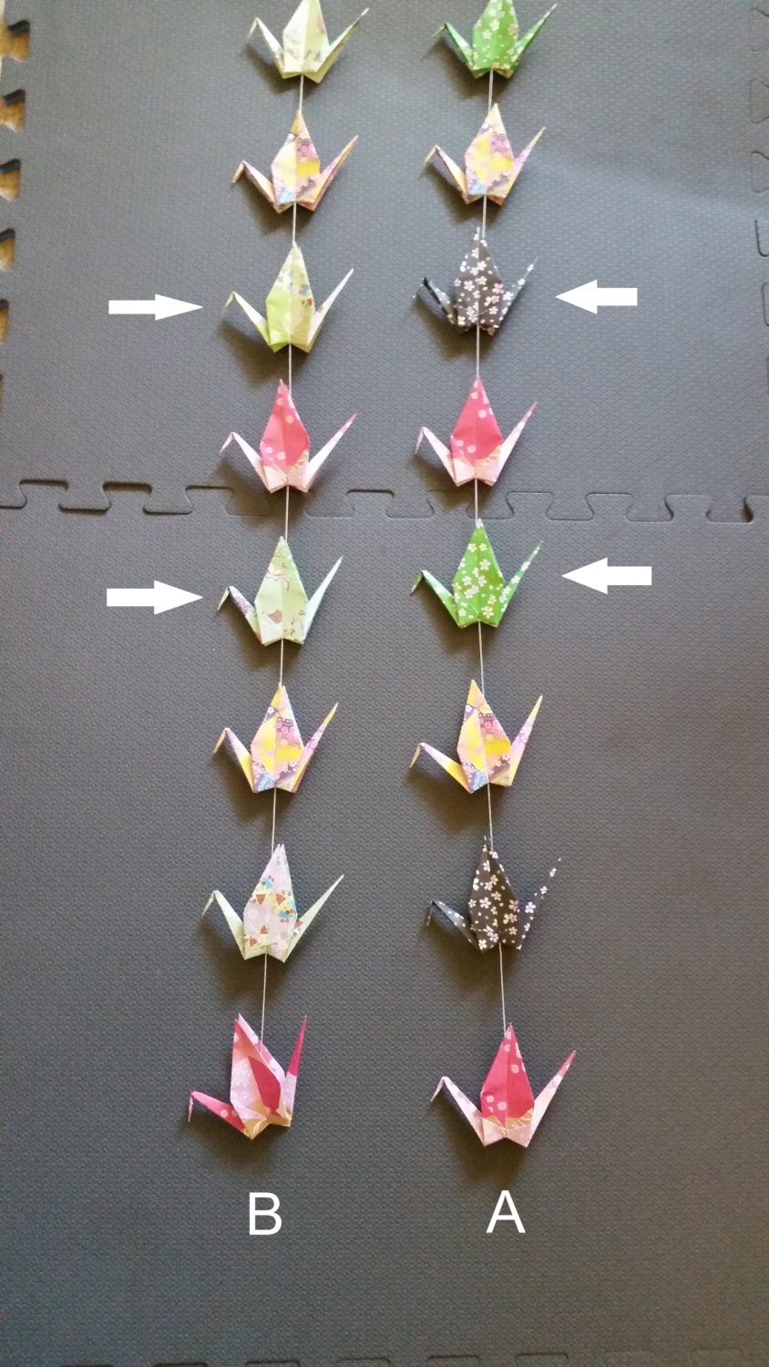 Single Handmade Origami Crane Garland 4 Pattern Paper Large