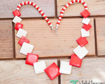 Tibetan Yak Bone Necklace,Tibetan Necklace,Bone Jewelry,Blue Necklace,Bone Carved Necklace,Red Bead Necklace,Beaded Necklace,Free Shipping