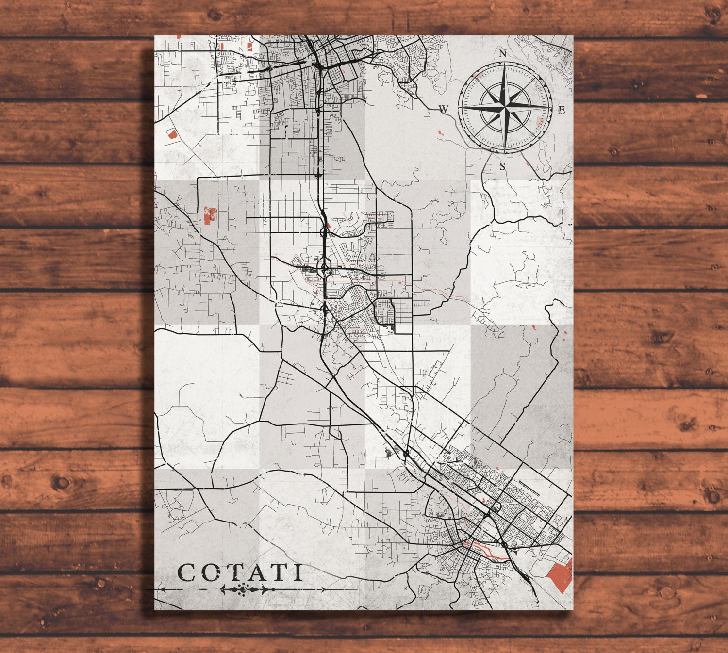 COTATI California Vintage map Cotati City by NatalyBorichArt