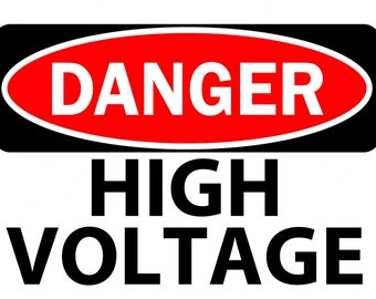 Items similar to DANGER High Voltage 1KV Proton Pack warning label ...