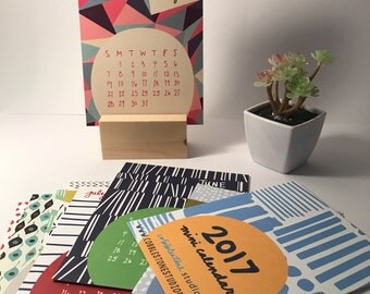 SALE Mini 2017 Desk Calendar with display stand - Monthly Calendar - 2017 color Calendar - 2017 Desk Calendar - Pattern Calendar - Graphic