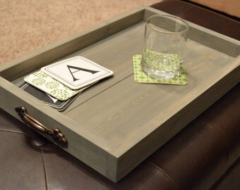 Wooden Tray, Rustic Wooden Tray, Wooden Ottoman Tray, Ottoman Tray, gray ottoman tray, gray wooden tray, gray washed