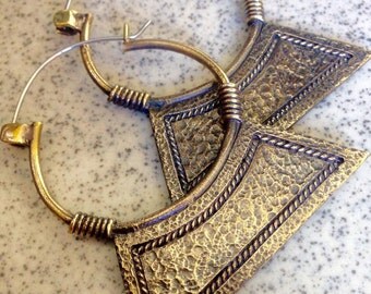 Small Kalani Hoop Earrings- Brass Earrings- African Tribal Jewelry- Boho Earrings- Nakila Collective