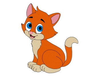 cat machine embroidery design for kids, ,fill embroidery design, instant download, 2 sizes