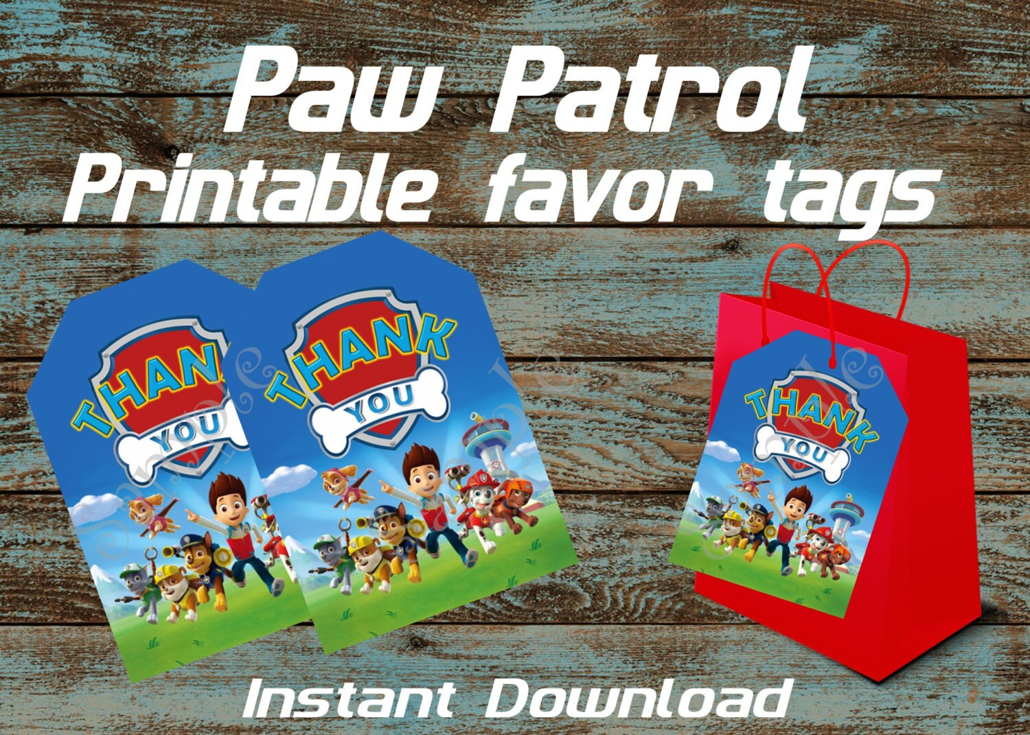 Paw Patrol Favor tags Paw Patrol Birthday by 954onlineinvitations