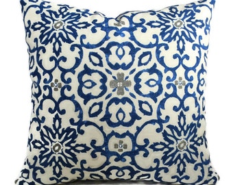 French Country Cottage Pillow Aqua Teal Blue Coral Floral