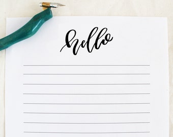 Hello Stationery - Office Stationery - Calligraphy - Handwritten - Printable - Instant Download - Just a Note - Desk Stationary - To Do List