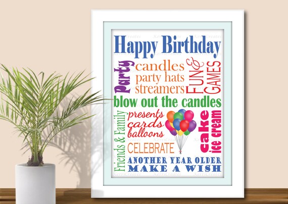 Happy Birthday Subway Art 3 Sizes 5x7 8x10 by KerriCreatesDigital