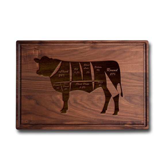 Walnut Wood Cutting Board Meat Lovers Laser Engraved Cheese