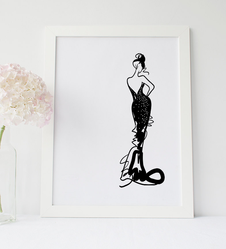 Fashion Wall Decor fashion sketch print vanity wall art fashion illustration Fashion Wall Decor fashion sketch print vanity wall art fashion illustration