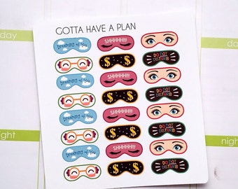 Planner Stickers Sleeping Eye Mask for Erin Condren, Happy Planner, Filofax, Scrapbooking