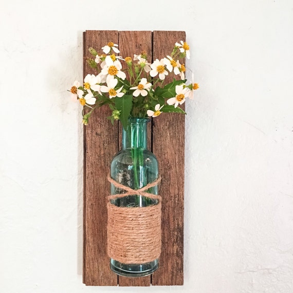 Rustic wall vase wall sconce wall flower vase by HadleyAndRuth