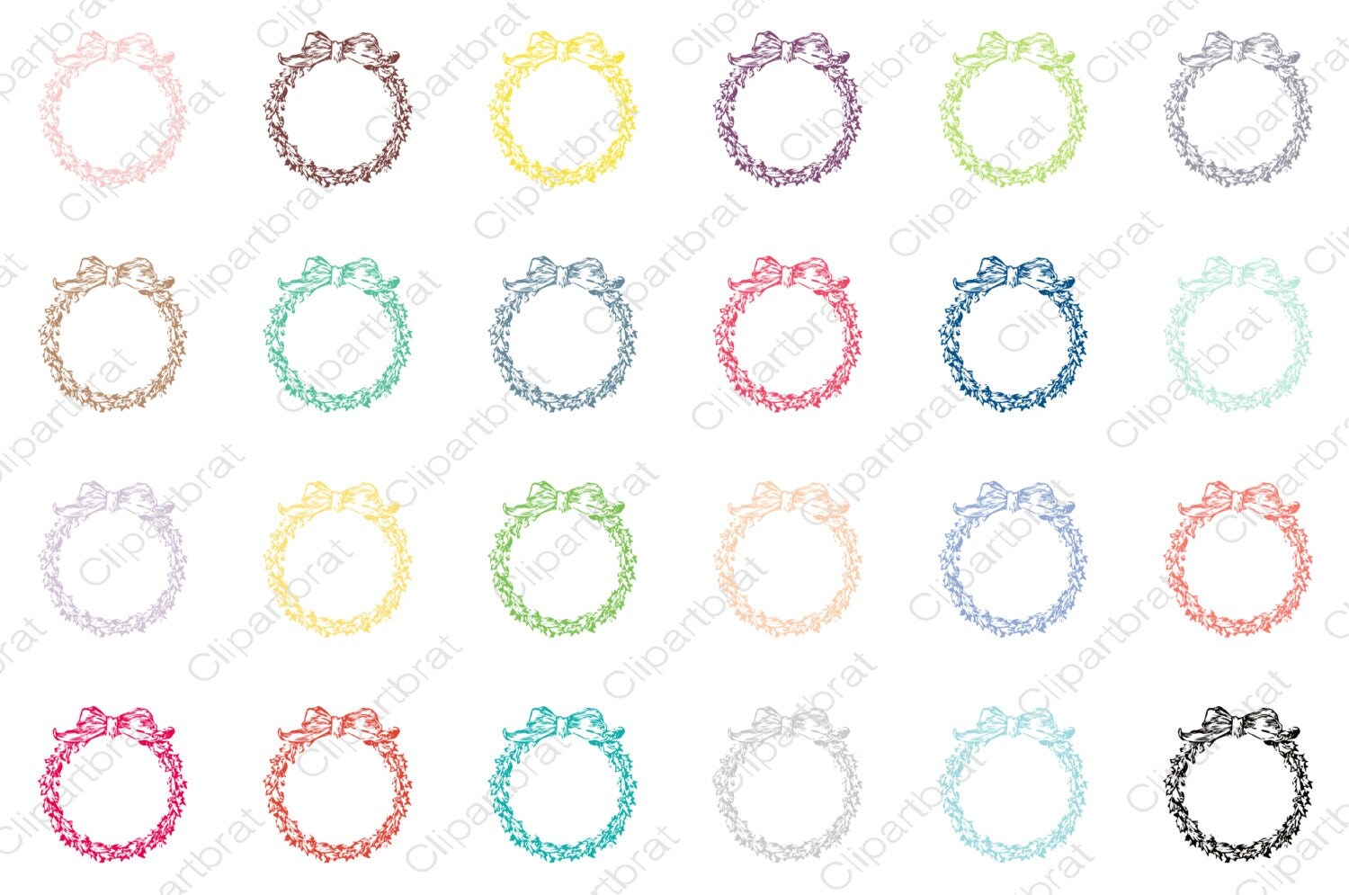 Download FLORAL WREATH Clipart Commercial Use Clipart Bow Wreath ...