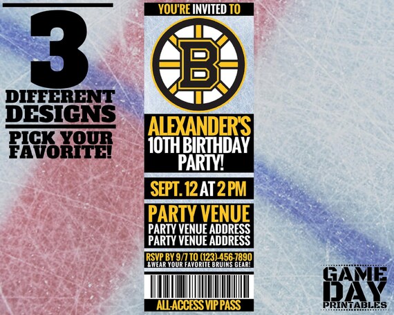 Boston Bruins Invitation Printable by GamedayPrintable on Etsy